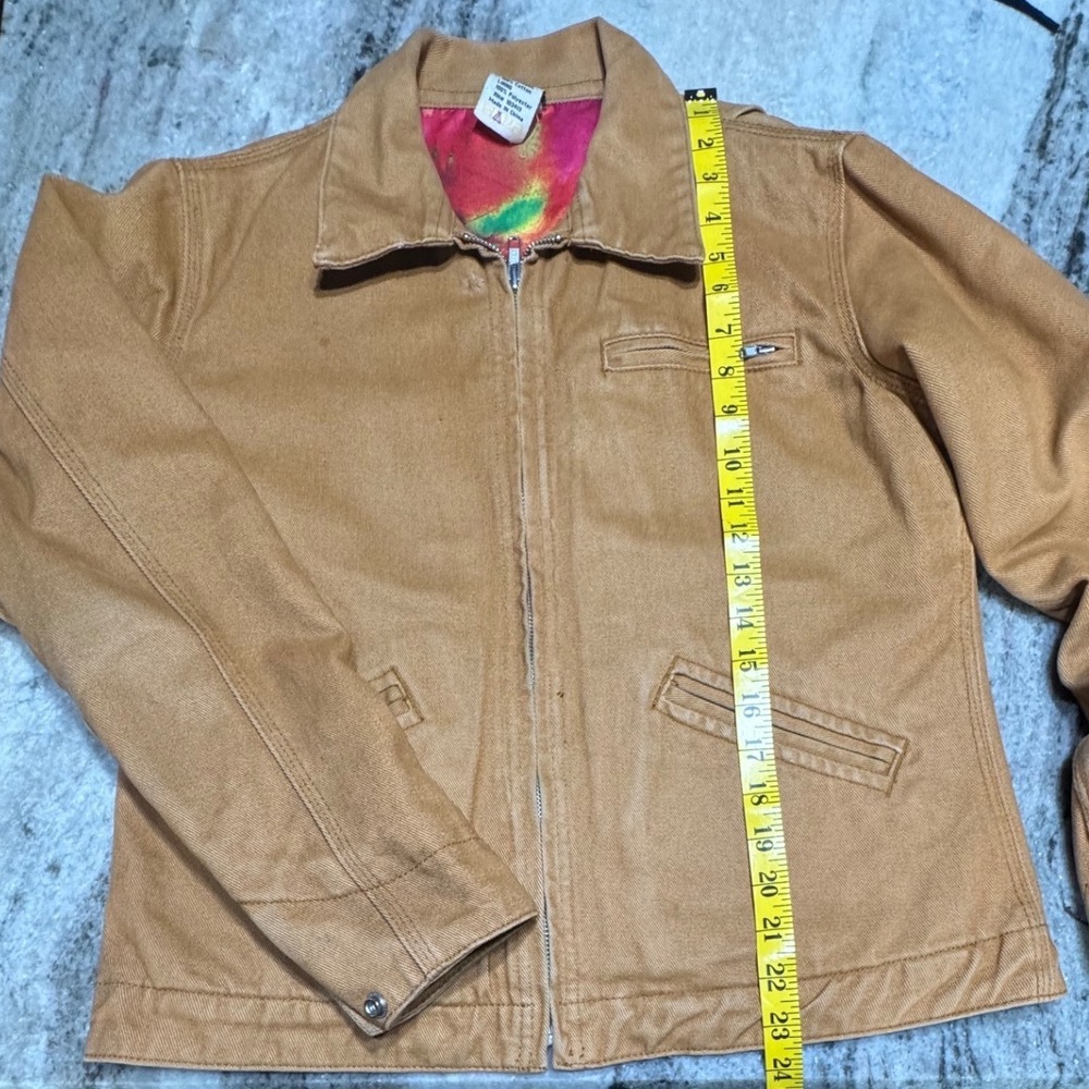 VTG Ethyl Canvas Jacket Womens Small Tie Dye Cowgirl Lining Tan Cotton Workwear - Picture 6 of 10